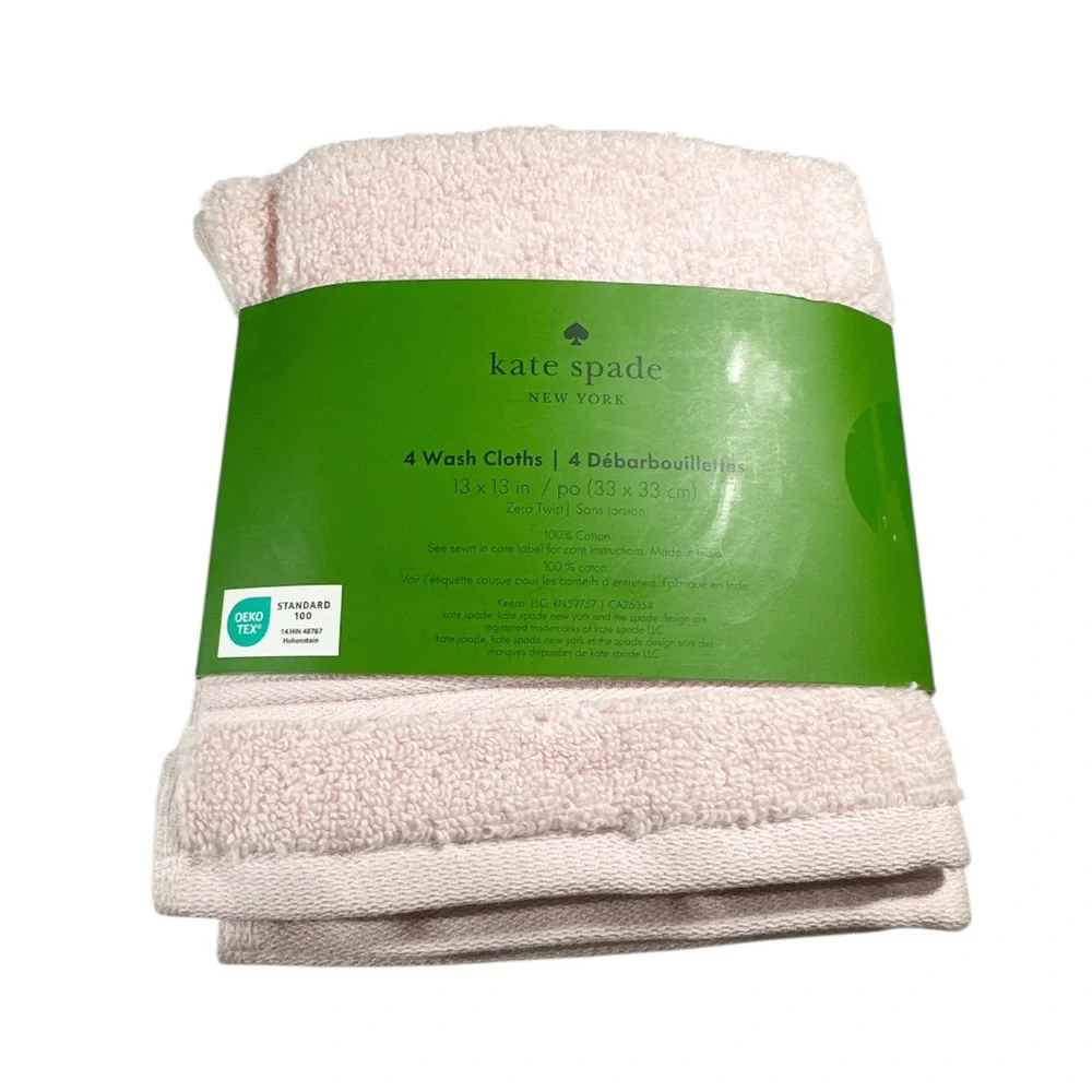 NEW Kate Spade CHALK PINK WASH CLOTHS SET/4